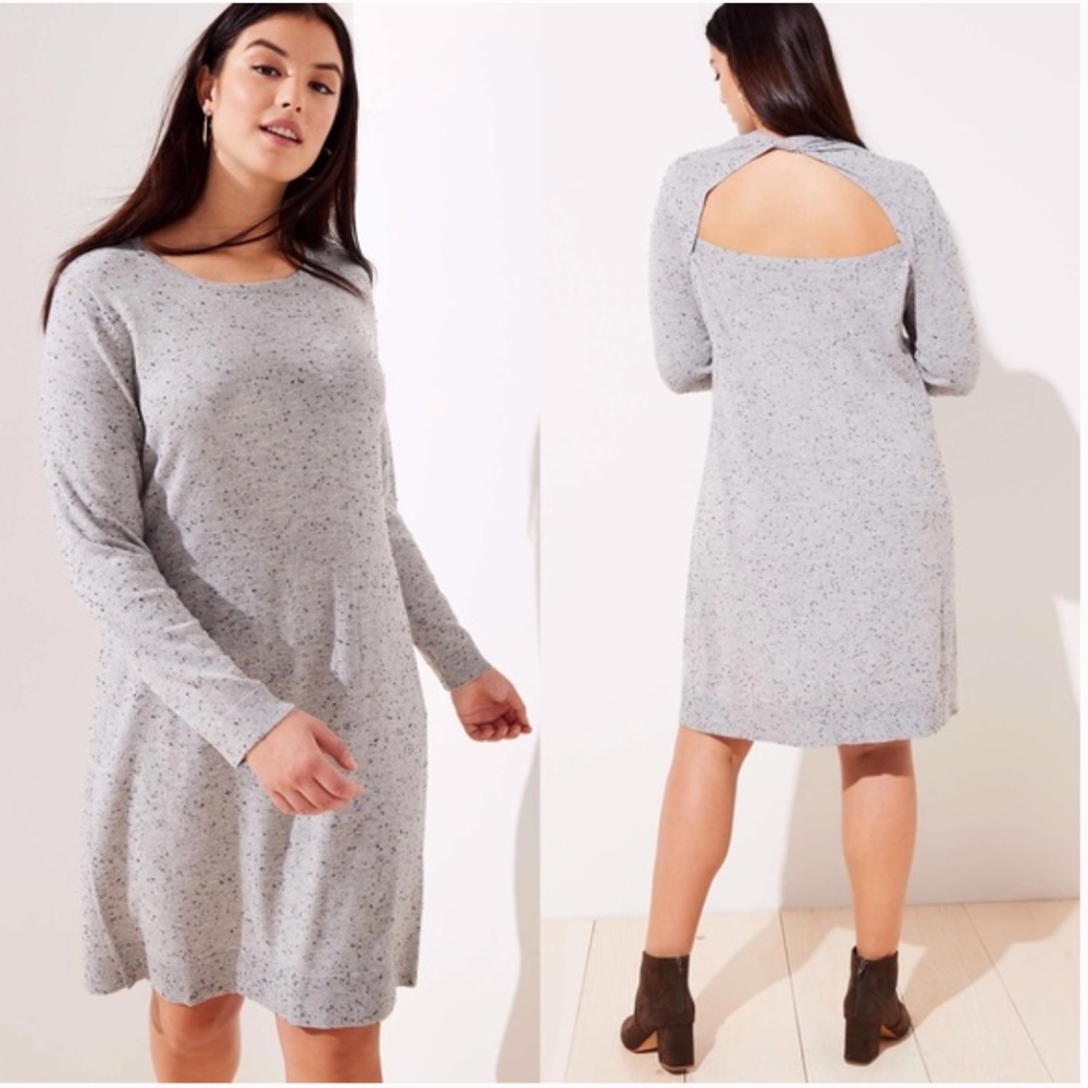 Loft Flecked Cut Out Back Sweater Dress